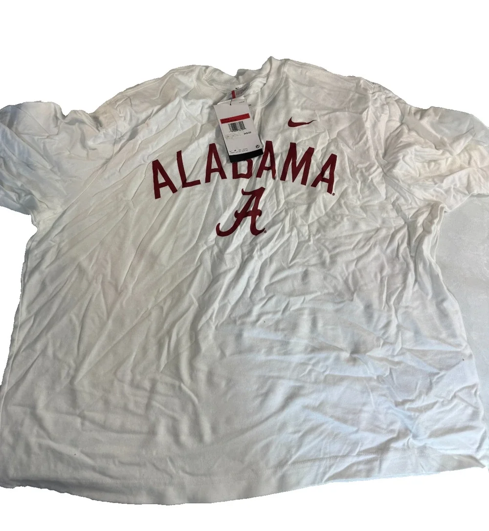 Nike Women’s Alabama Crimson Tide T-Shirt White Red Logo Size Large NWT